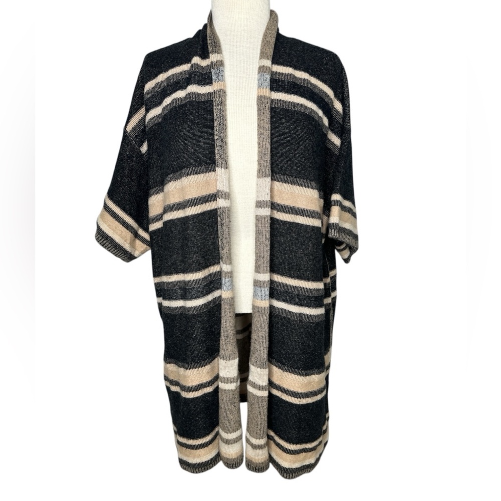 Vince Striped Wool & Cashmere Oversized Open Front Sweater XS/S
